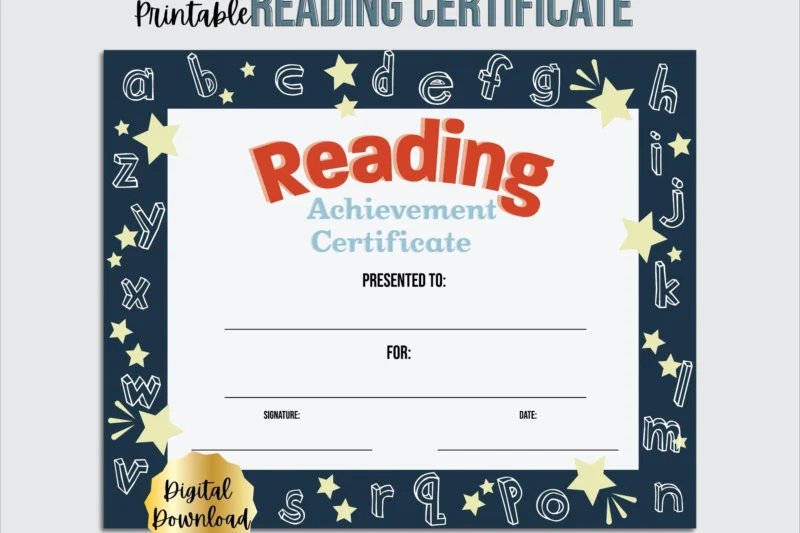 Printable Reading Certificates For Students