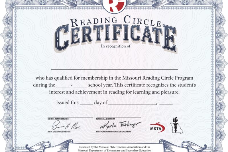 Missouri Lifetime Reading Certificate Printable