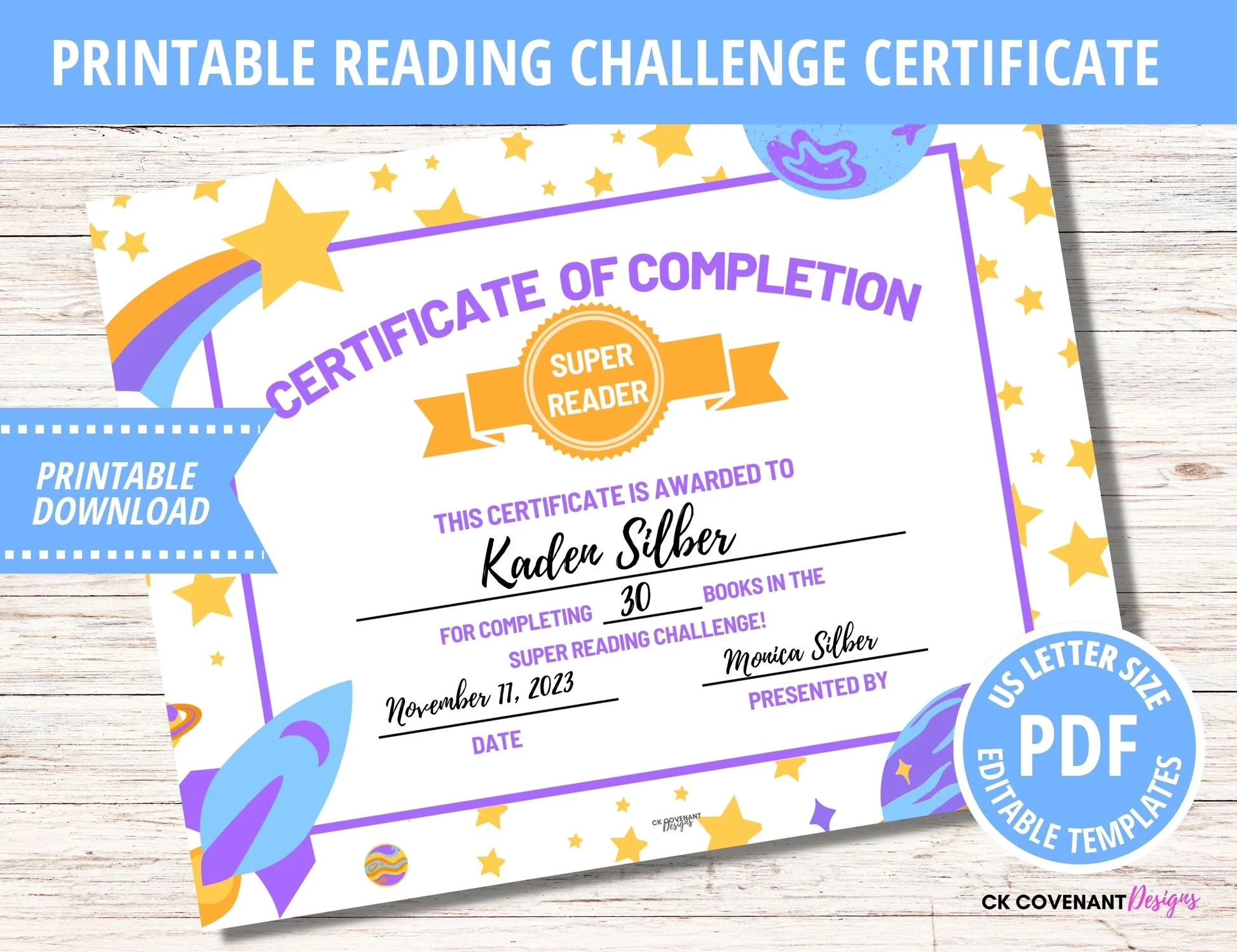 Printable Reading Certificate Template