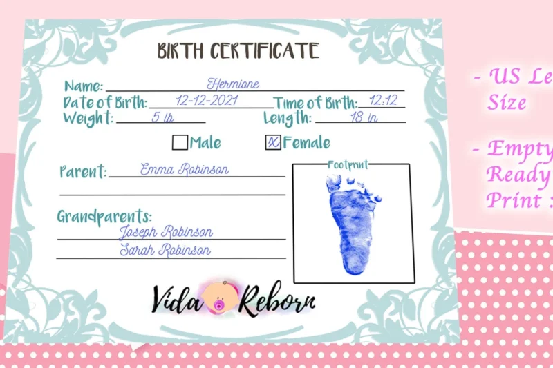 Printable Baby Doll Birth Certificate