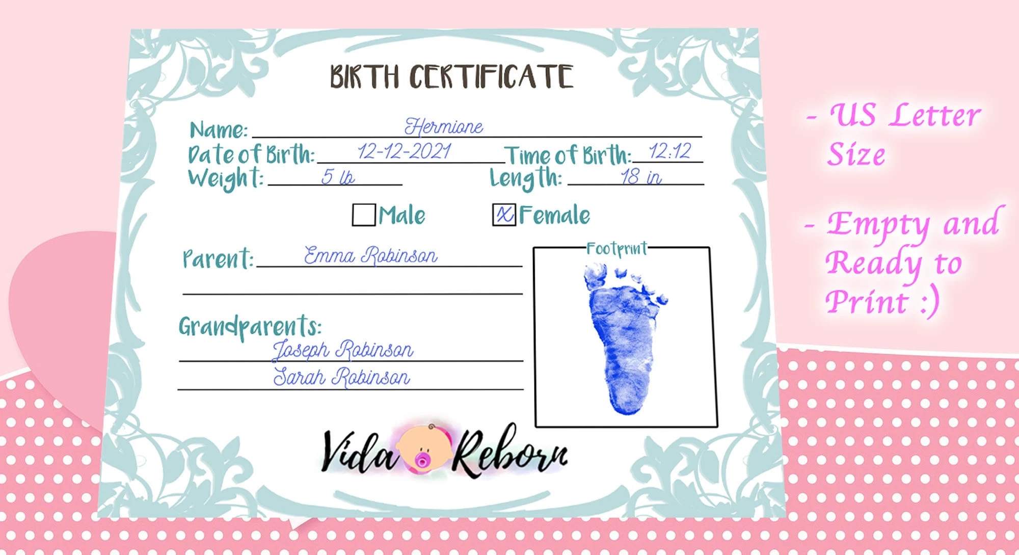 Reborn Baby Doll Birth Certificate Print And Fill In Etsy Reborn Baby Doll Birth Certificate Print And Fill In Etsy