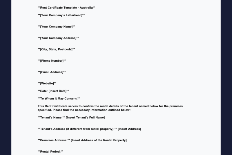 Centrelink Rent Certificate Printable