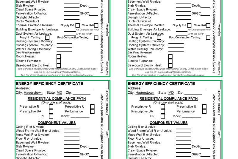 Printable Energy Efficiency Certificate