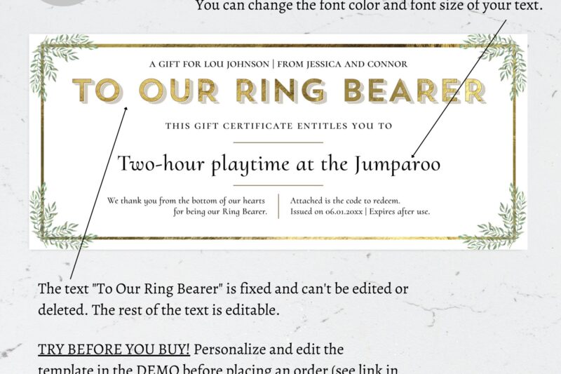 Printable Certificate Templates Ring Bearer