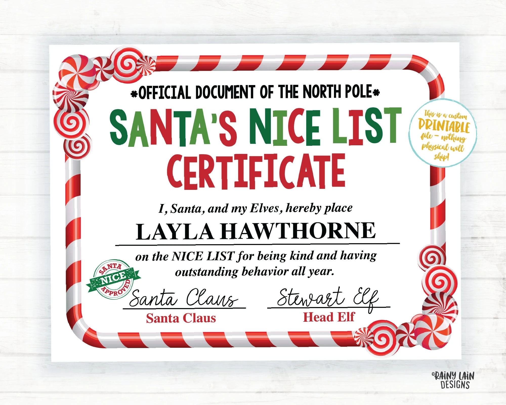 Santa Certificate Santa s Nice List Certificate Letter From Santa Christmas Printable Santa Kit Santa Approved Official Nice List Etsy
