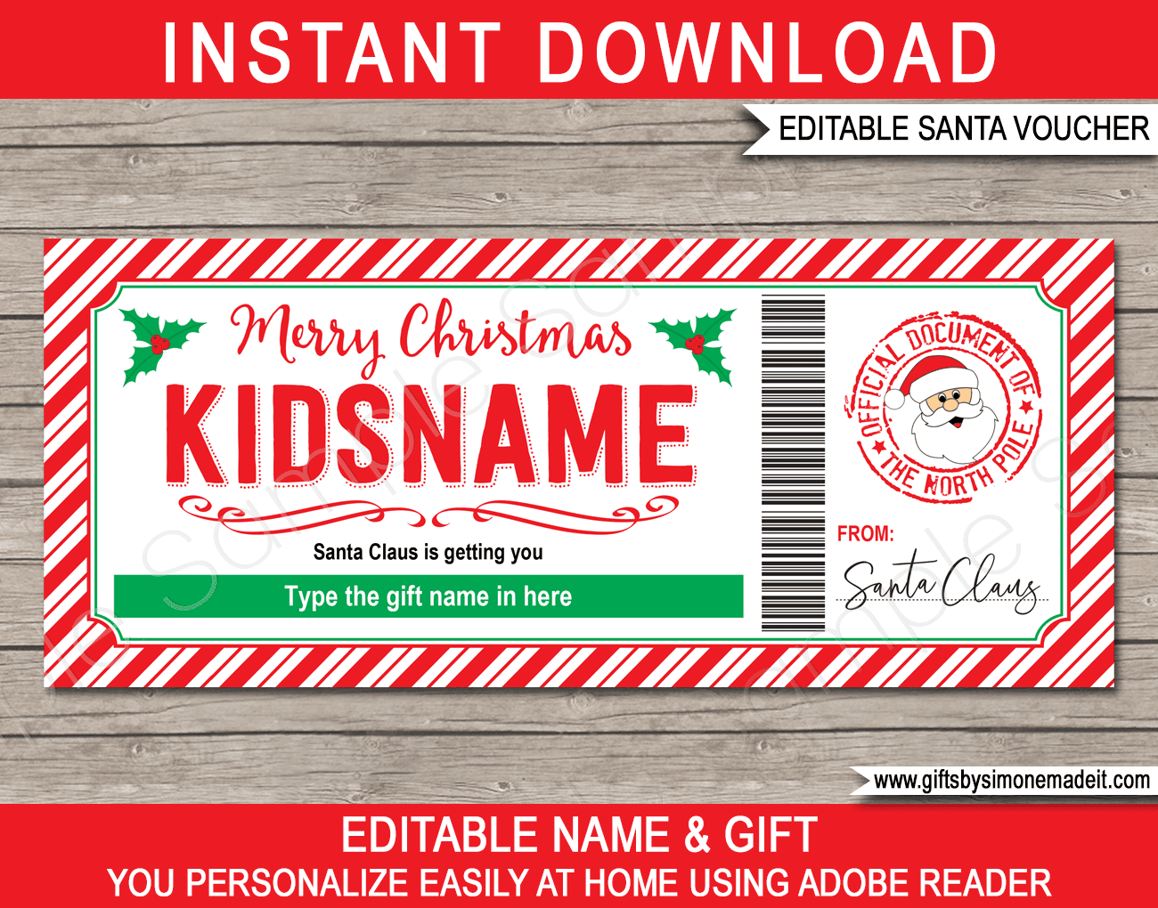 Printable Gift Certificate From Santa Printable Gift Certificate From Santa