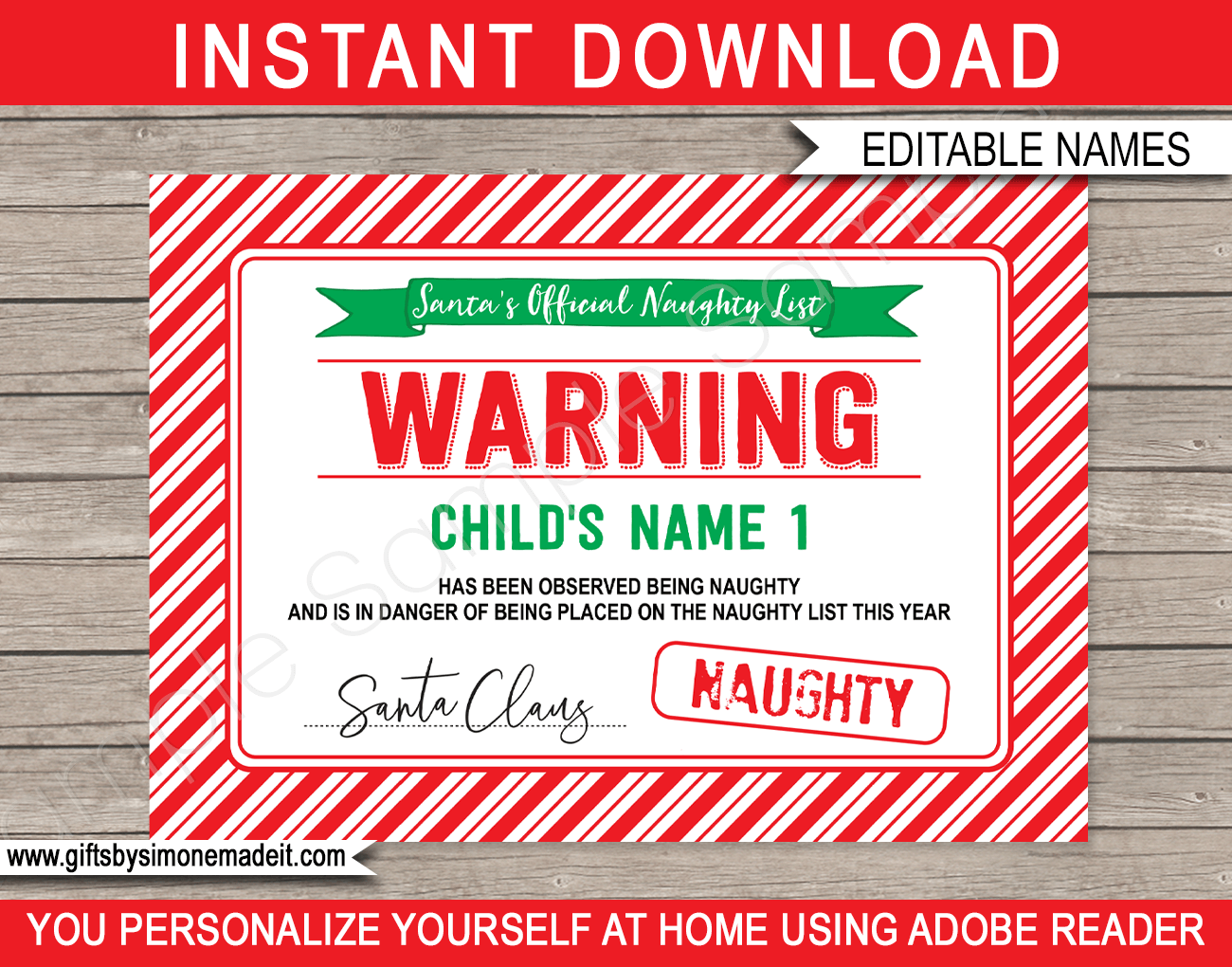 Printable Santa Naughty Certificate Printable Santa Naughty Certificate