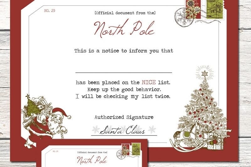 Free Printable Santa Nice Certificates