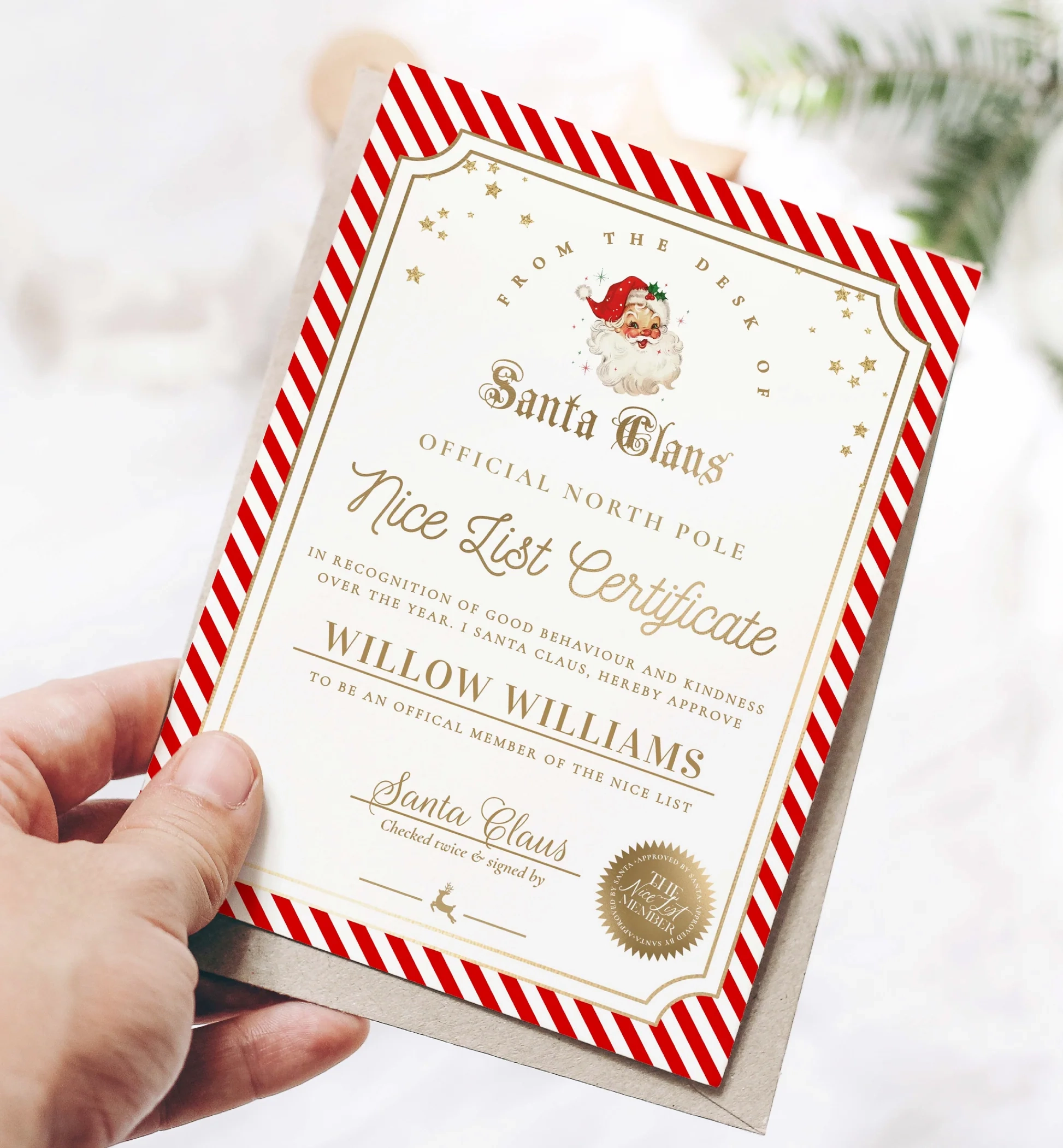 Printable Nice Certificate From Santa
