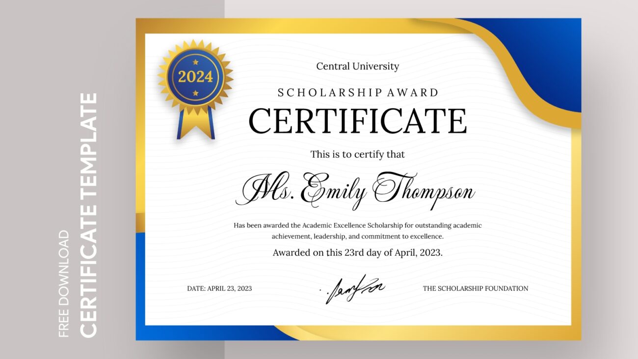 Scholarship Award Certificate Free Google Docs Template Gdoc io