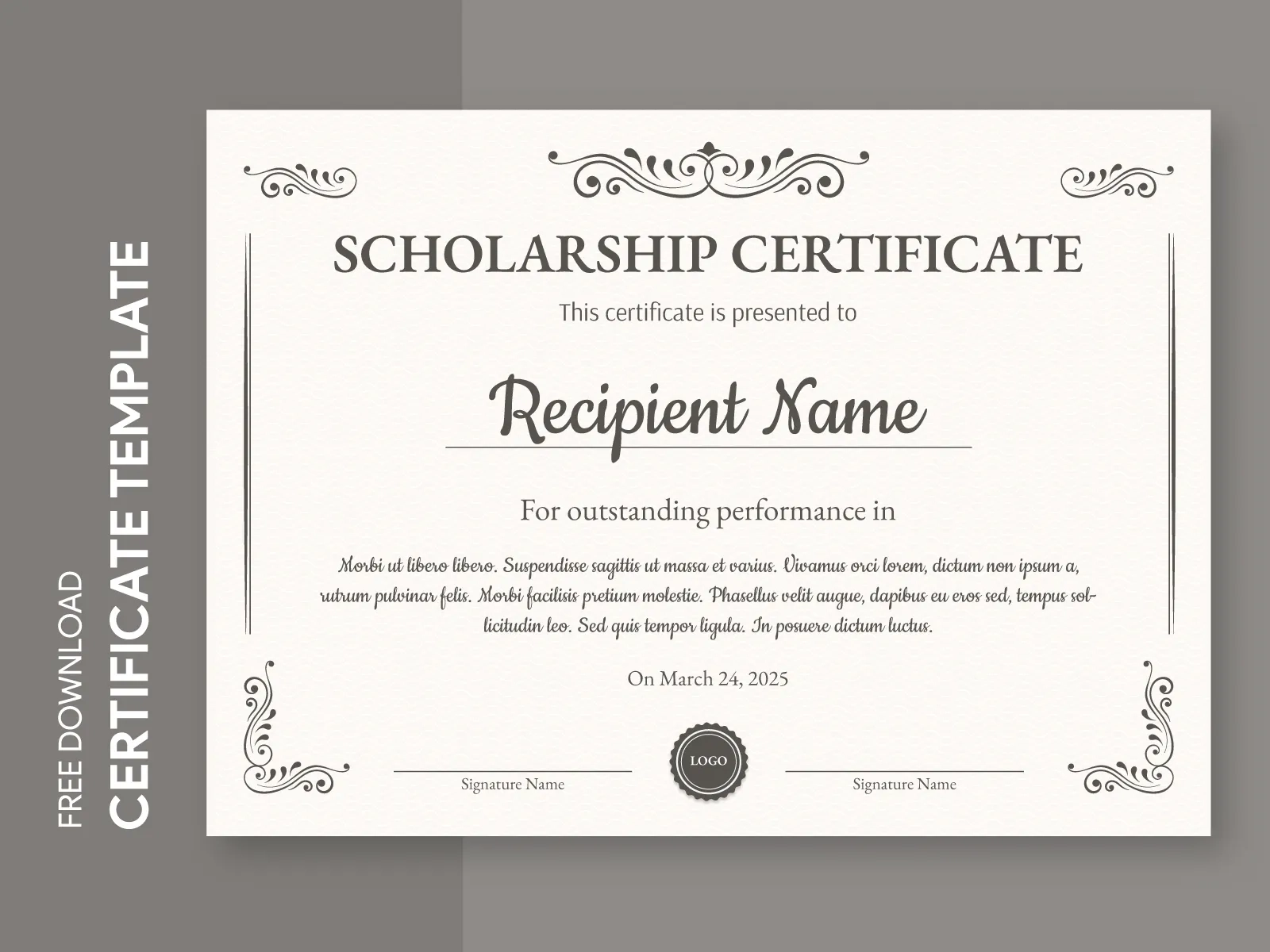 Printable Scholarship Certificate Free Template
