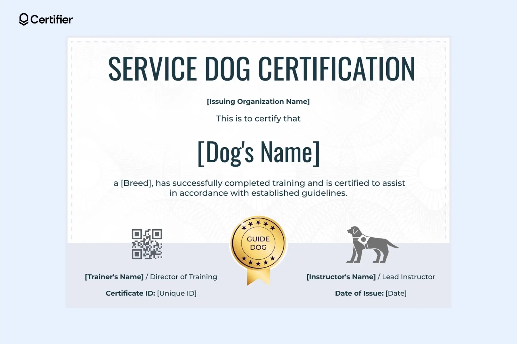 Service Dog Certificate Templates Free Customizable Service Dog Certificate Templates Free Customizable