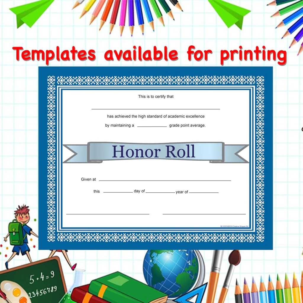 SHAPES ETC Recognition Certificate Honor Roll Certificate SHAPES ETC Recognition Certificate Honor Roll Certificate