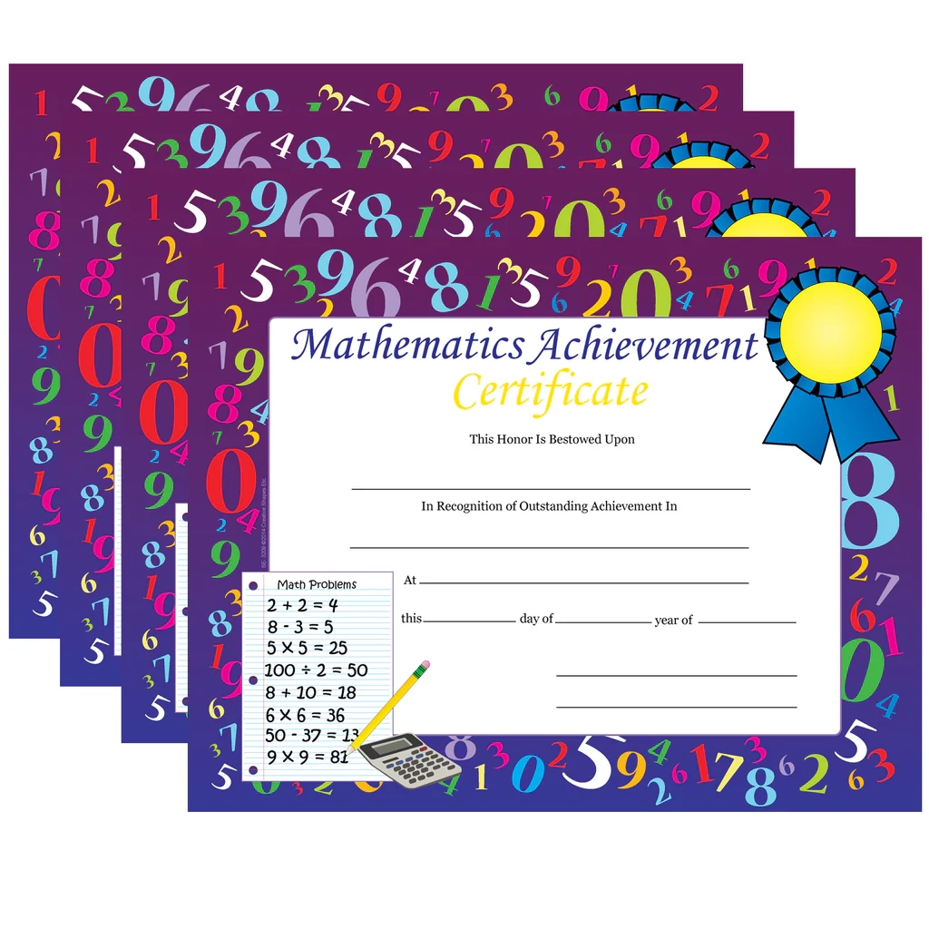 SHAPES ETC Recognition Certificates Mathematics Achievement