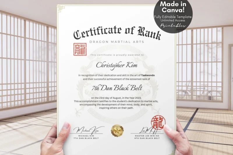 Free Printable Shotokan Karate Certification Certificates