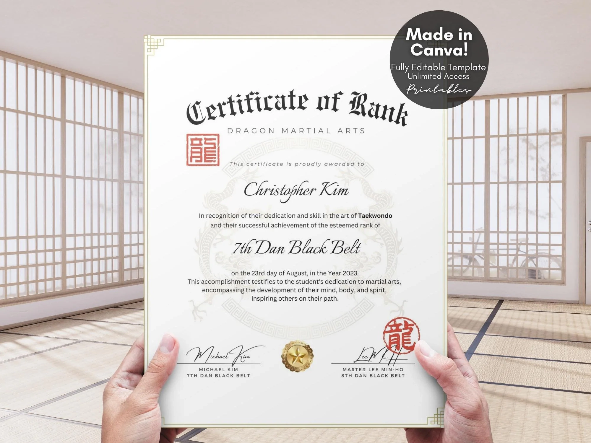 Shotokan Certificate Etsy