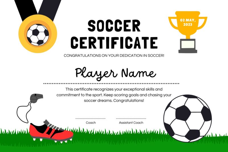 Printable Certificate Soccer