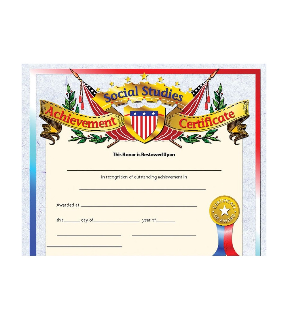 Social Studies Achievement Certificate Flipside Products HVA675 Social Studies Achievement Certificate Flipside Products HVA675