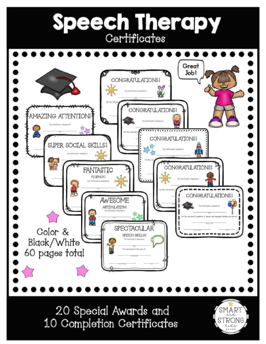 Speech Therapy Graduation Certificate Printable