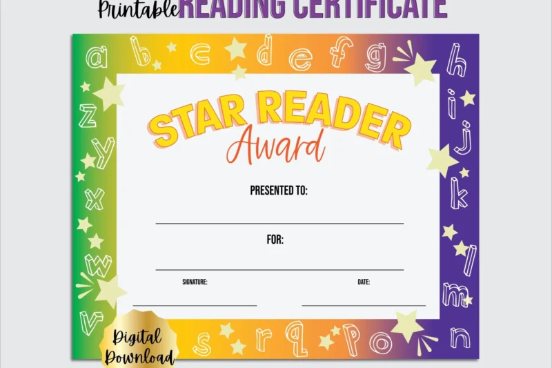 Printable Reading Award Certificates