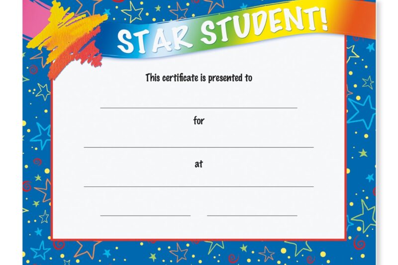 Star Student Certificate Printable