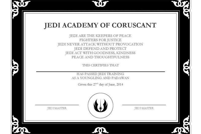 Star Wars Certificates Printable Free