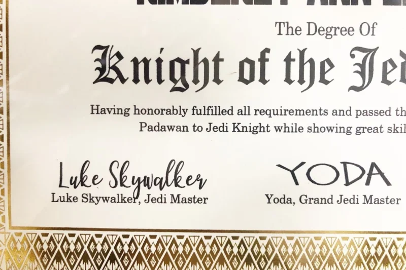 Jedi Knight Certificate Printable