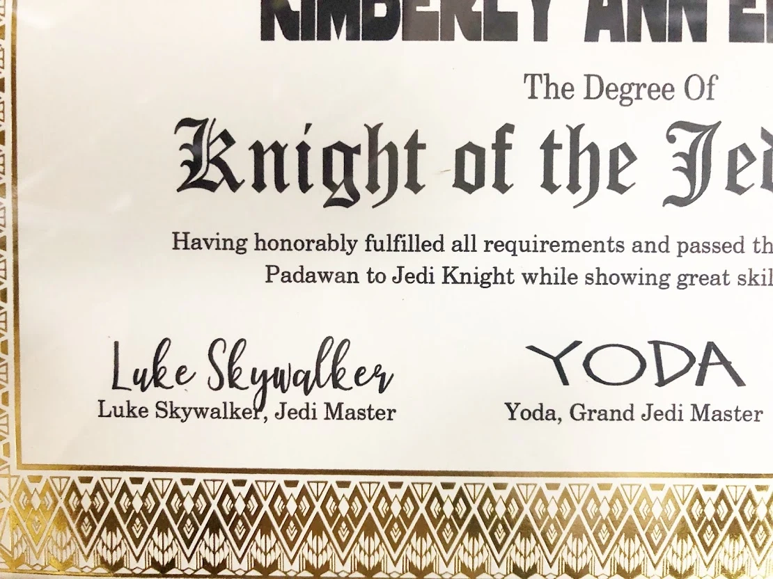 Jedi Training Certificate Printable