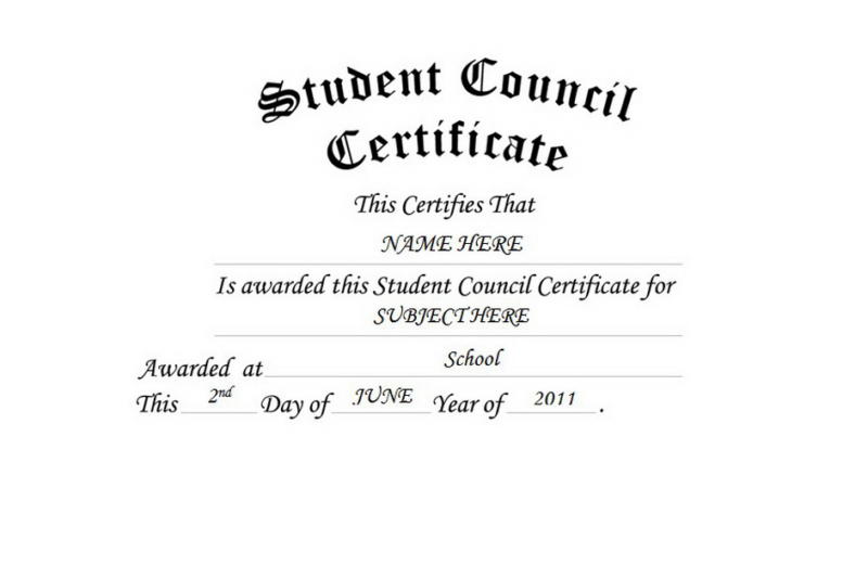Printable School Council Certificates
