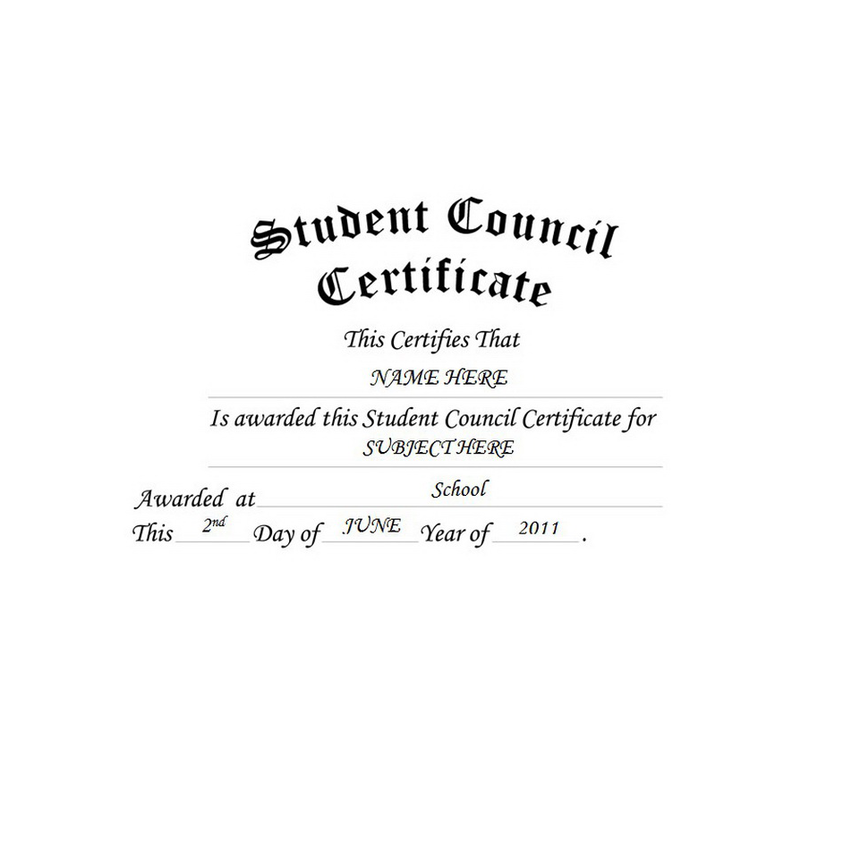 Student Council Certificate Template TheRoyalStore