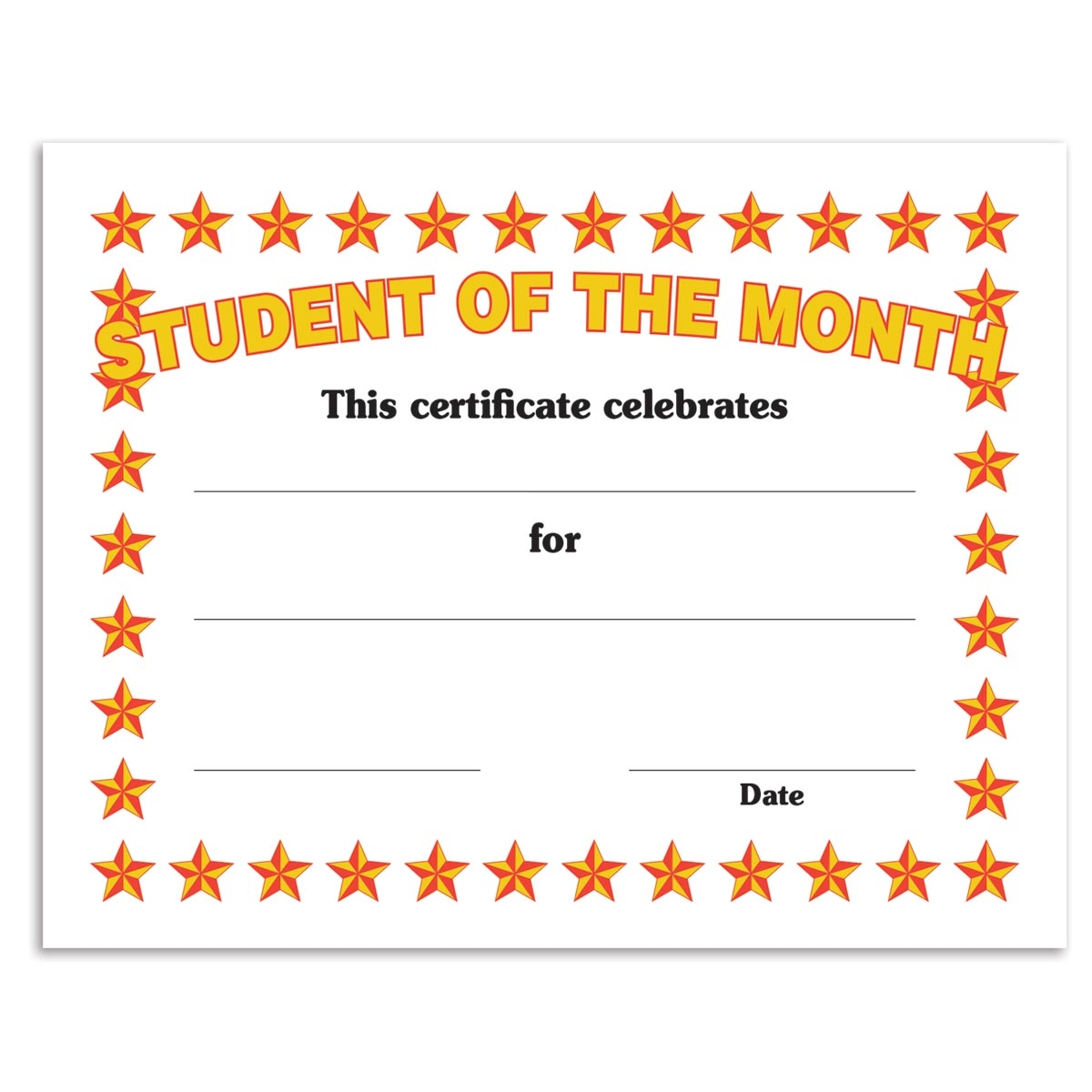 Printable Student Of The Month Certificate