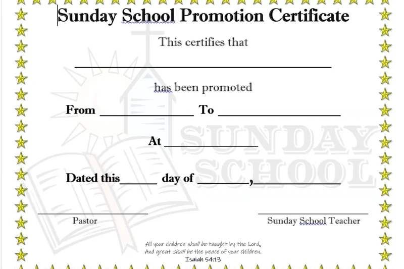 Free Printable Sunday School Promotion Certificates