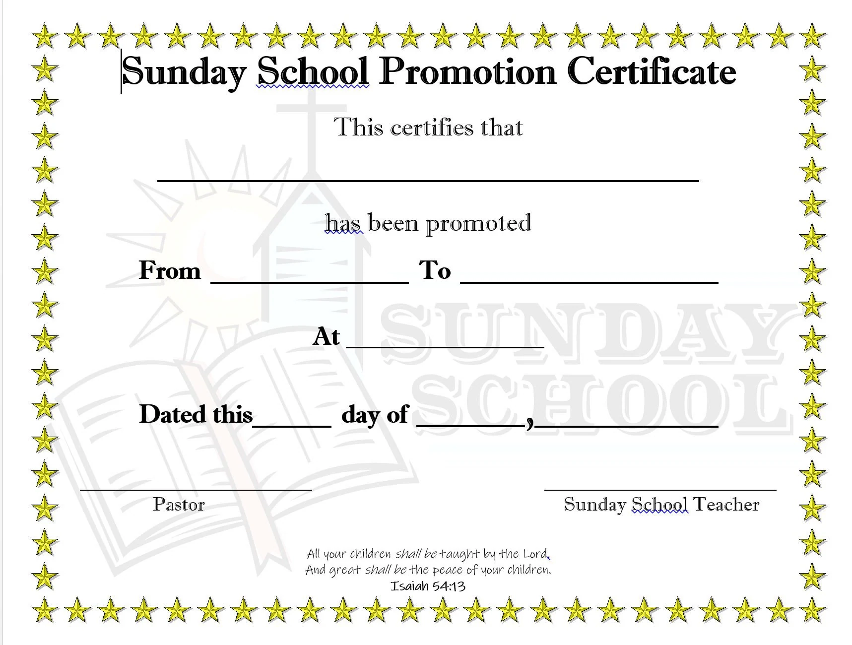 Sunday School Promotion Certificate Etsy Sunday School Promotion Certificate Etsy