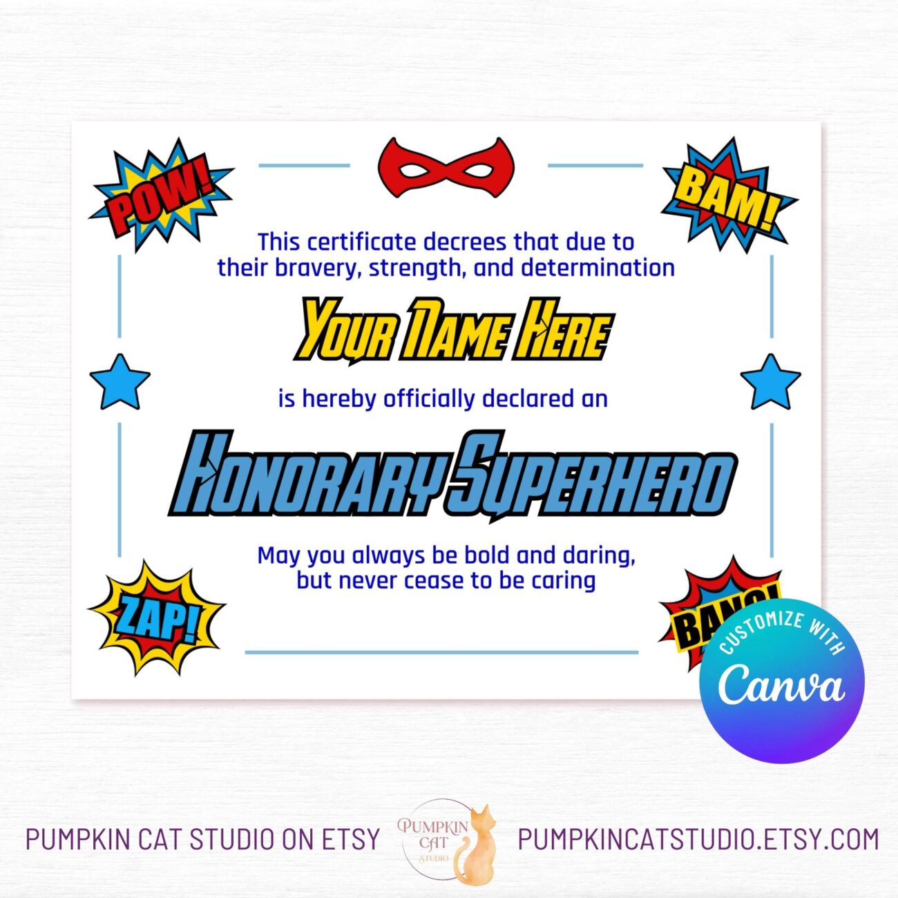 Superhero Certificate 11x8 5