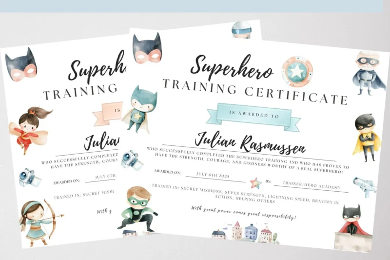 Free Printable Superhero Training Certificate