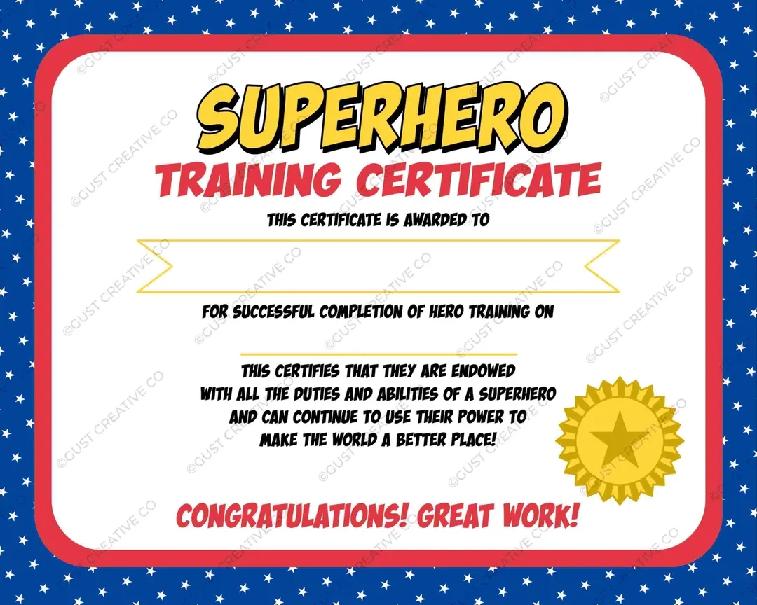 Superhero Training Certificate Etsy Superhero Training Certificate Etsy