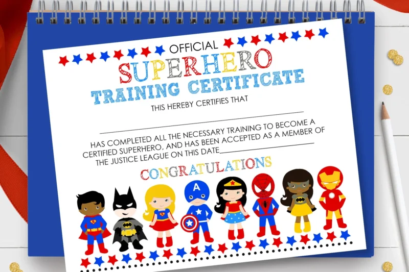 Superhero Academy Certificate Printable