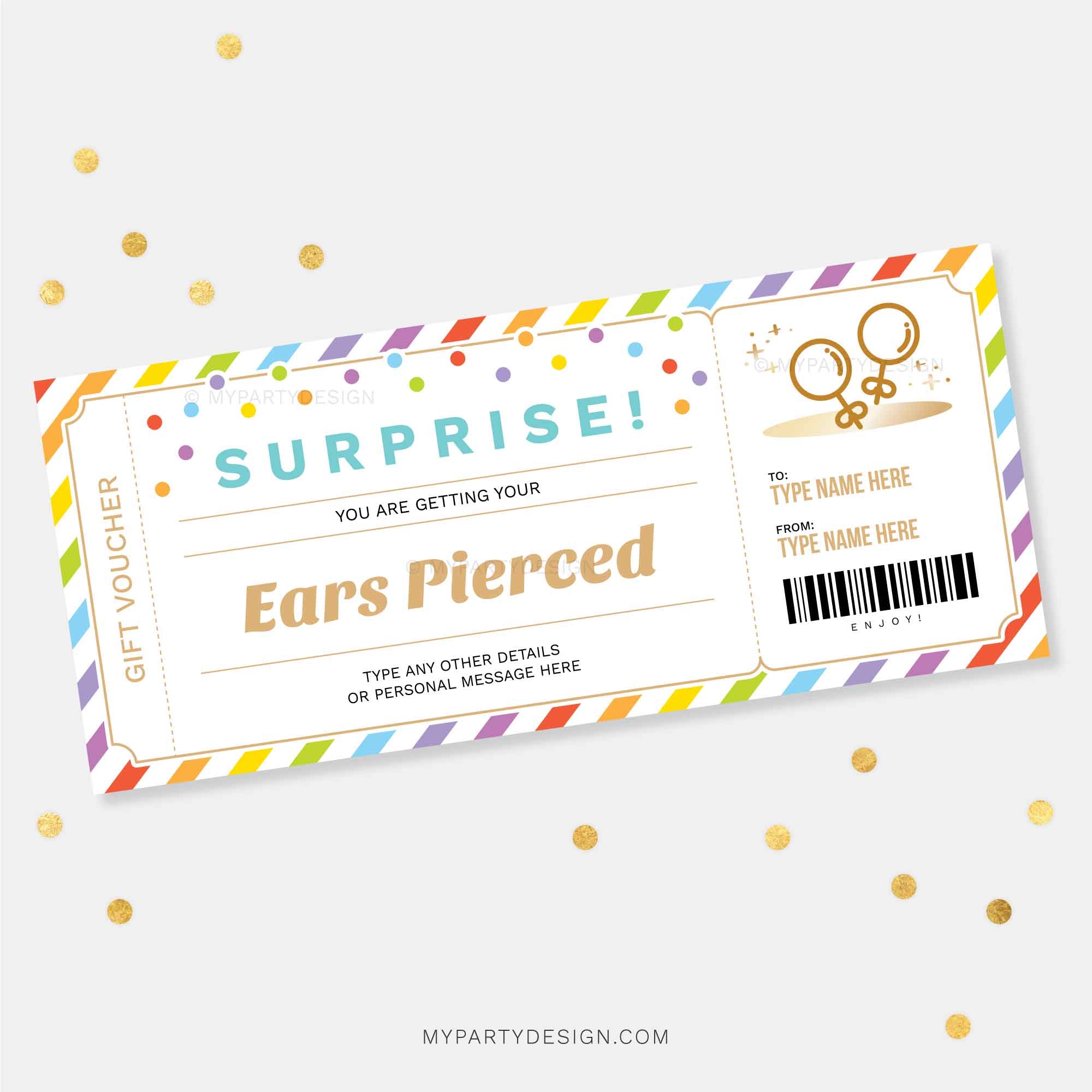 Printable Ear Piercing Gift Certificate