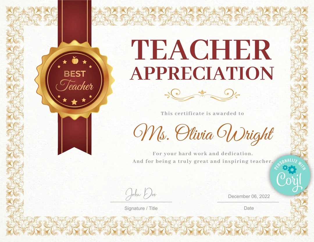 Teacher Appreciation Award Certificate Template Teacher Gift Award Certificate For Teacher Printable Award Certificate Teachers Week Etsy Teacher Appreciation Award Certificate Template Teacher Gift Award Certificate For Teacher Printable Award Certificate Teachers Week Etsy