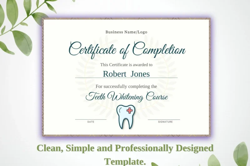 Printable Teeth Whitening Certificate