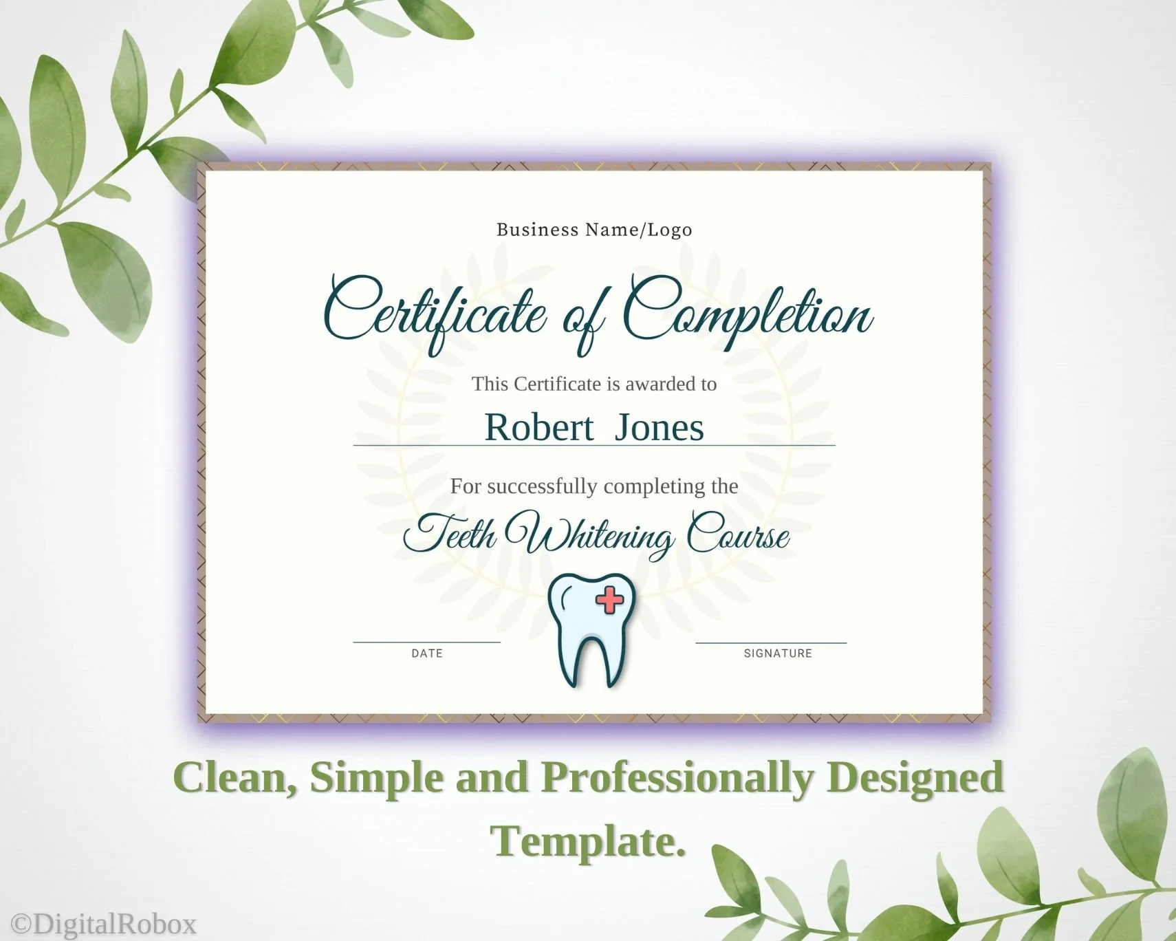 Teeth Whitening Course Certificate Of Completion Template PDF JPG PNG Etsy Hong Kong