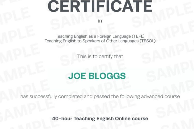Printable Fake Tefl Certificate
