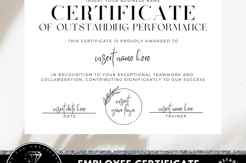 Certificate Of Outstanding Performance Printable
