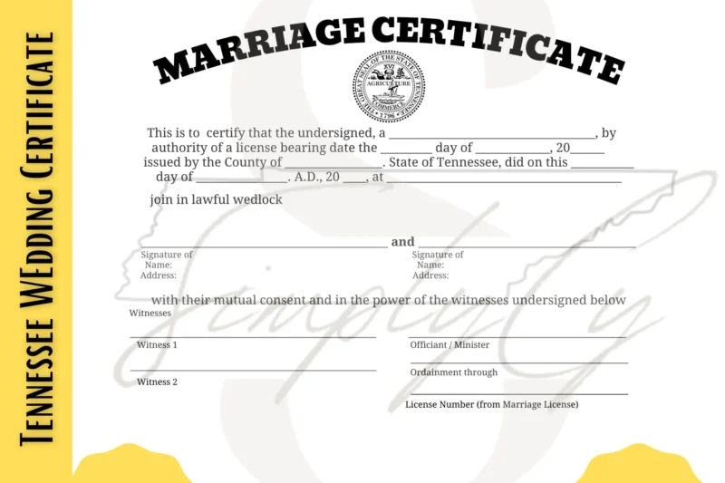 Tennessee Vital Records Printable Marriage Certificate