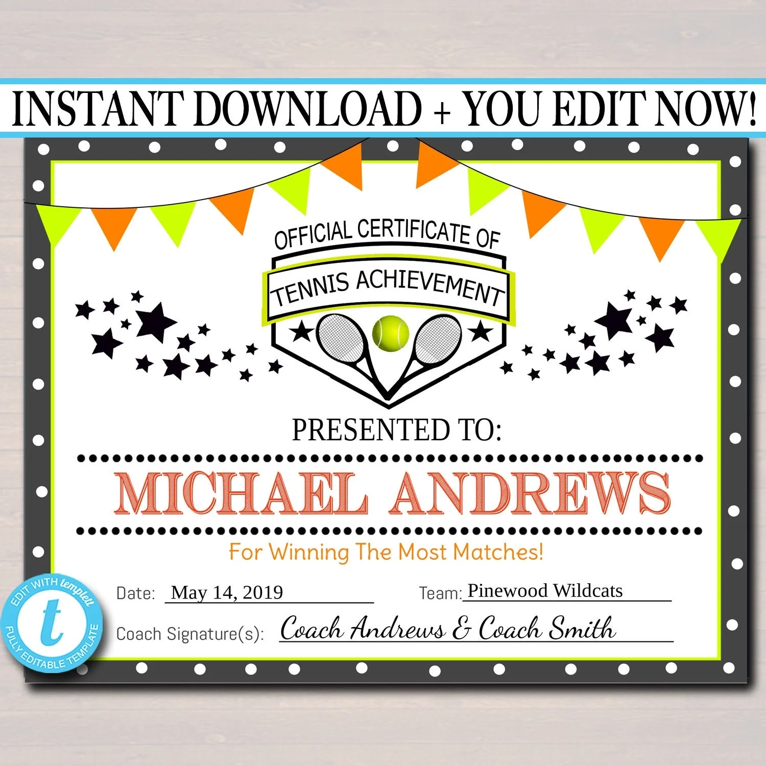 Tennis Certificates Printable Tennis Certificates Printable