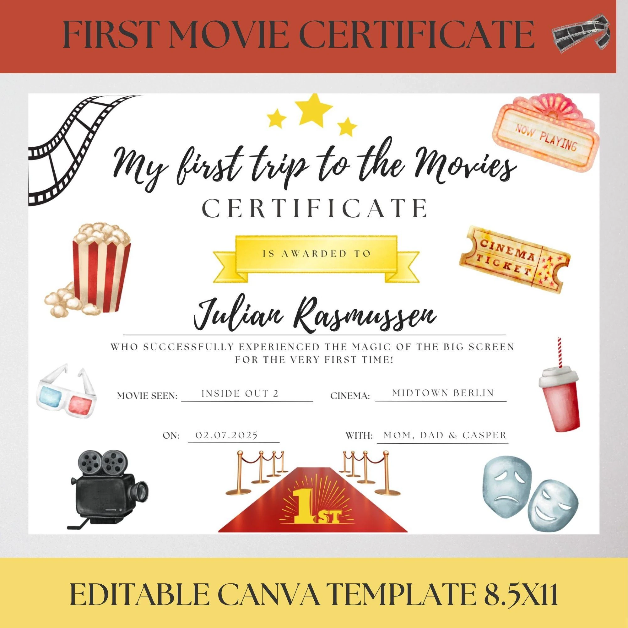 Theater Award Certificate Etsy Theater Award Certificate Etsy