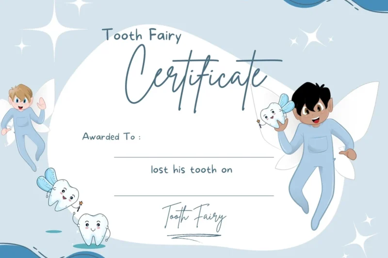Tooth Fairy Certificate Boy Printable