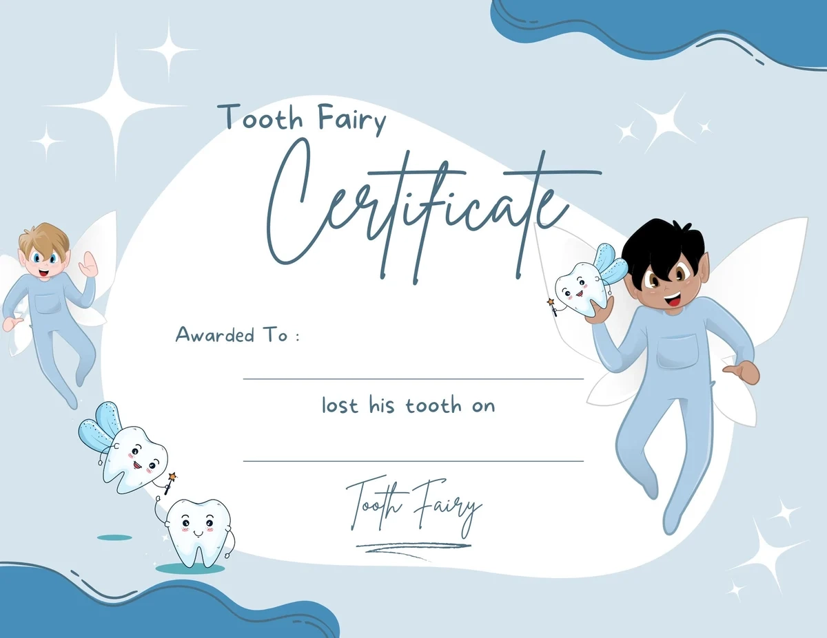 Tooth Fairy Boy Certificate JRose Creations
