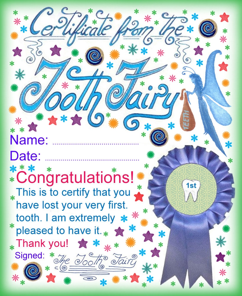 Free Printable 1st First Tooth Certificate Free Printable 1st First Tooth Certificate