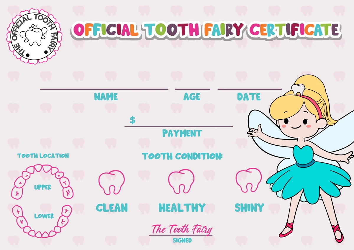 Tooth Fairy Certificate With Fairy Tooth Fairy Certificate With Fairy